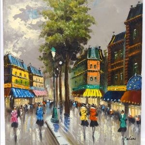Signed “Balin” Oil Painting of Parisian Street